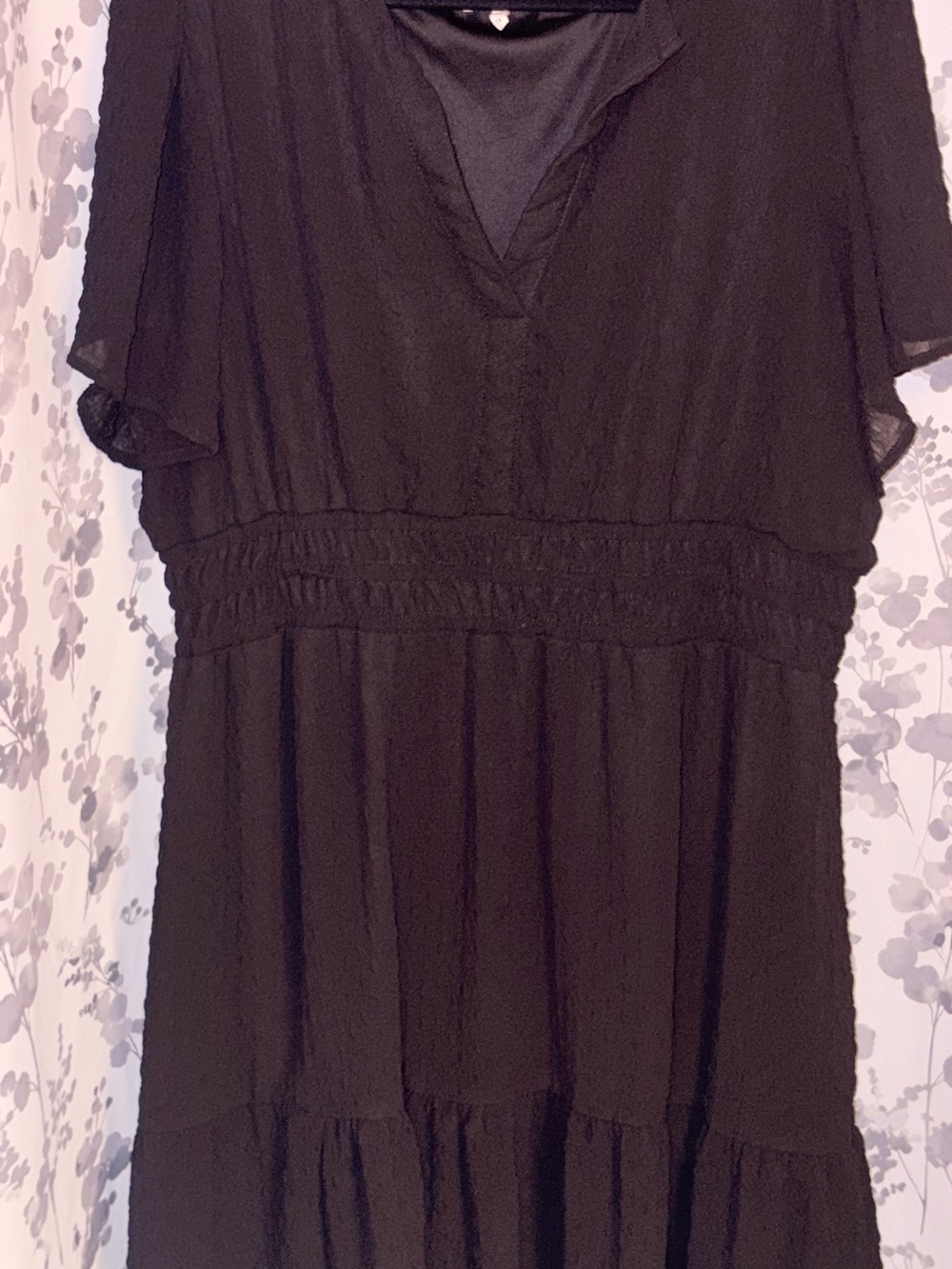 Maurices Black V-Neck Short Flutter Sleeve Dress